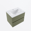 Mondiaz VICA ensemble de meuble de salle de bain - 60cm - meuble sous-vasque armée - 2 tiroirs - lavabo denia milieu - 1 trou de robinet - version haute de 60cm - blanc brillant SW1080244