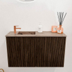 Mondiaz JOYA-DLUX 70cm toiletmeubel - kleur Walnut - Wastafel FAYE positie Links 1 kraangat kleur Arena. SW1424312