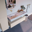 Mondiaz ALAN-DLUX Ensemble de meuble - 120cm - meuble Linen mat - 1 tiroir - Lavabo Cloud Glace suspendu - vasque Gauche - 0 trous de robinet SW805897