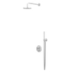 IVY Tribe Ensemble de douche pluie - encastrable - 2 voies inverseur avec robinet d'arrêt - bras mural 40 cm - pomme de douche medium 20 cm rond - support avec sortie - flexible de douche 150 cm - douchette stick - inox 316 - inox brossé SW1032122