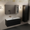 Mondiaz AIVY Ensemble de meuble - 120x45x50cm - 0 trous de robinet - 1 vasque Urban Solid surface - Gauche - 2 tiroirs - avec armoire de toilette - MDF Urban SW892183
