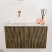 Mondiaz JOYA-DLUX 70cm toiletmeubel - kleur Dusk - Wastafel FAYE positie Links Zonder kraangat kleur Ostra. SW1423378