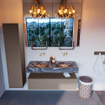 Mondiaz ALAN-DLUX Ensemble de meuble - 120cm - meuble Smoke mat - 1 tiroir - Lavabo Cloud Lava suspendu - vasque Gauche et droite - 0 trous de robinet SW808402