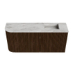 Mondiaz JOYA-DLUX Meuble de toilette 91,6 cm - arrondi gauche couleur Noyer - Vasque FAYE position Droite Sans trou de robinet couleur Glace SW1422410