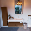 Mondiaz ALAN-DLUX Ensemble de meuble - 120cm - meuble Rust mat - 2 tiroirs - Lavabo Cloud Ostra suspendu - vasque droite - 1 trou de robinet SW807465