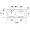 Duravit D code double lavabo de meuble 120x49cm 2 trous de robinet avec trop-plein blanc GA89091