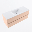 MONDIAZ VICA Ensemble meuble de salle de bains - 120cm - meuble bas rosee - 2 tiroirs - lavabo cloud centré - sans trous de robinet - version haute 60cm - talc SW1083322