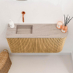 Mondiaz JOYA-DLUX 81.6cm meuble de toilette - arrondi droit couleur Oak - Vasque FAYE position Gauche Sans trou de robinet couleur Saba. SW1424209