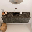 Mondiaz JOYA-DLUX 100cm meuble de salle de bains - couleur Shadow - Vasque FAYE position Milieu Sans trou de robinet couleur Lava. SW1422892