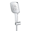GROHE Rainshower SmartActive 130 Cube Handdoucheset - 3 straalsoorten - vierkant - met houder - gladde slang - 150cm - chroom SW471470