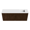 Mondiaz JOYA 100cm toiletmeubel - kleur Walnut - Wastafel FAYE positie Rechts Zonder kraangat kleur Talc. SW1421282