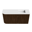 Mondiaz JOYA 81.6cm toiletmeubel - ronding links kleur Walnut - Wastafel FAYE positie Rechts 1 kraangat kleur Talc. SW1421293