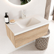 Mondiaz BUKLA Ensemble de meuble - 80x45x34cm - 1 trou de robinet - lavabo centré - solid surface - Talc - sans poignée - 1 tiroir - Mélamine - Chêne blanchi SW704727