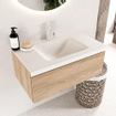 Mondiaz bukla ensemble de meubles de bain 80x45x34cm 1 trou pour robinetterie milieu lavabo surface solide talc sans poignée 1 tiroir avec fermeture douce mélamine chêne lavé SW704727