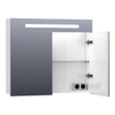 BRAUER Promise armoire de toilette - 80x70x15cm - avec éclairage direct - 2 portes de miroir simples - blanc brillant SW6565