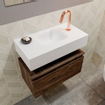 MONDIAZ ANDOR Meuble WC - 60x30x30cm - 1 trou de robinet - 1 tiroir - dark brown mat - lavabo centré - Solid surface - Blanc SW474293