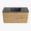 Mondiaz CIRO-DLUX Meuble de salle de bains - 100x45x50cm - Plan-vasque solid surface Lava - 1 cuve au milieu - sans trous de robinetterie - 2 tiroirs - Chêne SW1531071