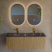 Mondiaz KURVE-DLUX Ensemble de meuble salle de bain - 120x46x40cm - 1 tiroir - lavabo en solid surface - centre - 2 trous de robinet - Dusk SW1415537