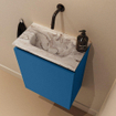 MONDIAZ TURE-DLUX Meuble toilette - 40cm - Jeans - EDEN - vasque Glace - position centrale - sans trou de robinet SW1103365