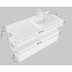 MONDIAZ ALAN 100cm - meuble bas - urban - 1 tiroir - lavabo suspendu - cuve à droite - 0 trous de robinet - talc SW408594
