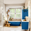 Mondiaz VICA ensemble de meuble de salle de bain - 150cm - meuble sous-vasque jeans - 2 tiroirs - lavabo cloud gauche - 1 trou de robinet - couleur talc - miroir LED - version XL 60cm de haut SW1095591