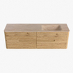 Mondiaz CIRO-DLUX Badkamermeubelset - 160x45x50cm - Solid surface wastafel Saba - 1 wasbak Rechts - 1 kraangat - 4 lades - Oak SW1531207