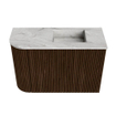 Mondiaz JOYA-DLUX 61.6cm toiletmeubel - ronding links kleur Walnut - Wastafel FAYE positie Rechts 1 kraangat kleur Glace. SW1422371