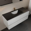 Mondiaz AIVY Ensemble de meuble - 120x45x50cm - 1 trou de robinet - 1 vasque Urban Solid surface - Centre - 2 tiroirs - avec miroir - MDF Talc SW892111