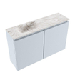 MONDIAZ TURE-DLUX Meuble toilette - 80cm - Clay - EDEN - vasque Glace - position gauche - sans trou de robinet SW1103238