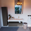Mondiaz ALAN-DLUX Ensemble de meuble - 120cm - meuble Dark grey mat - 1 tiroir - Lavabo Cloud Frappe suspendu - vasque Droite - 1 trou de robinet SW805207