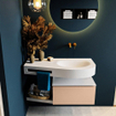 MONDIAZ RIVA Ensemble de meuble salle de bain - 100x50x30cm - 1 tiroir - MDF Rosee mat - push to open - 0 trous de robinet - lavabo à droite - solid surface talc SW702323