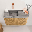 Mondiaz JOYA-DLUX 61.6cm toiletmeubel - ronding rechts kleur Oak - Wastafel FAYE positie Links Zonder kraangat kleur Sombra. SW1424284