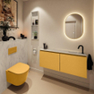 MONDIAZ TURE-DLUX Meuble de toilettes 120cm Ocher. Lavabo EDEN Opalo position droite. Avec 1 trou de robinet. SW1104435
