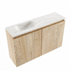 MONDIAZ TURE-DLUX Meuble toilette - 80cm - Washed Oak - EDEN - vasque Ostra - position gauche - sans trou de robinet SW1105138