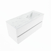 MONDIAZ VICA-DLUX Ensemble meuble de salle de bains - 110cm - sous-meuble talc - 2 tiroirs - lavabo encastré cloud droit - 1 trou de robinet - version haute 60cm - opalo SW1088451