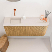 Mondiaz JOYA-DLUX 91.6cm toiletmeubel - ronding rechts kleur Oak - Wastafel FAYE positie Links Zonder kraangat kleur Meli. SW1423987