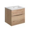 Crosswater Glide II Ensemble meuble de salle de bains - 50x45x52cm - 2 tiroirs - sans poignées - lavabo blanc - chêne windsor SW892743