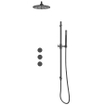 Fortifura Nebbio Regendoucheset - inbouwkraan - inbouwdeel - glijstang - doucheslang glad - staafhanddouche - 35cm wandarm - 30cm ronde hoofddouche - geborsteld gunmetal PVD SW1237524