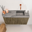 Mondiaz JOYA-DLUX 71.6cm toiletmeubel - ronding links kleur Dusk - Wastafel FAYE positie Rechts Zonder kraangat kleur Sombra. SW1426166