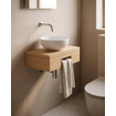 Royal Plaza Terra Fonteinplank - 40x25x10cm - met handdoekhouder - waskom wit glans - fonteinkraan chroom - afvoerplug - sifon - sandwood (licht eiken) SW1576328