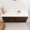 Mondiaz JOYA 80cm meuble de salle de bains - couleur Walnut - Vasque FAYE position Milieu 1 trou de robinet couleur Talc. SW1421310