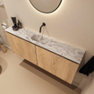 MONDIAZ TURE-DLUX Meuble toilette - 120cm - Washed Oak - EDEN - vasque Glace - position centrale - sans trou de robinet SW1103602