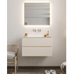 Mondiaz VICAB meuble de salle de bain - 80cm - meuble sous-vasque lin - 2 tiroirs - lavabo nuage milieu - sans trou de robinet version XL 60cm haut SW1090457