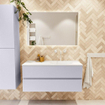 Mondiaz VICA Ensemble de meuble de salle de bains - 110cm - cale - 2 tiroirs - Lavabo MOON - droit - 1 trou de robinet - couleur talc - version XL 60cm de haut SW1189238