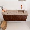Mondiaz JOYA-DLUX 91.6cm toiletmeubel - ronding links kleur Ruby - Wastafel FAYE positie Rechts Zonder kraangat kleur Arena. SW1425308