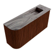 Mondiaz JOYA-DLUX Meuble de toilette 81,6cm - arrondi gauche couleur Ruby - Vasque FAYE position Droite Sans trou de robinet couleur Sombra. SW1425699