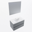 Mondiaz VICA ensemble de meuble de salle de bain - 80cm - meuble sous-vasque plata - 2 tiroirs - lavabo denia milieu - 1 trou de robinet - couleur Blanc Brillant - miroir LED - version XL 60cm haut SW1091968