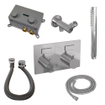 BRAUER Chrome Edition robinet de baignoire encastré thermostatique - boutons poussoirs SET 03 - combinaison de remplissage de baignoire - douchette à main barre - flexible de douche - coude de raccord mural - chrome SW925530
