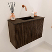 Mondiaz JOYA 60cm meuble de toilette - couleur Walnut - Vasque FAYE position Milieu Sans trou de robinet couleur Urban. SW1421336