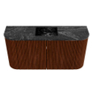Mondiaz JOYA-DLUX 83.2cm meuble de toilette - arrondis gauche et droite couleur Ruby - Vasque FAYE position Milieu Sans trou de robinet couleur Lava. SW1423652